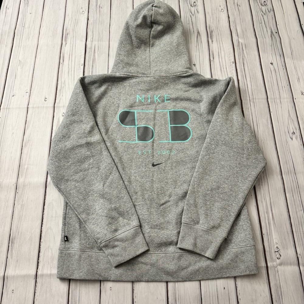 Nike SB Icon Pullover Skate Hoodie Heather Gray Tiffany Blue Size XL Youth Teen